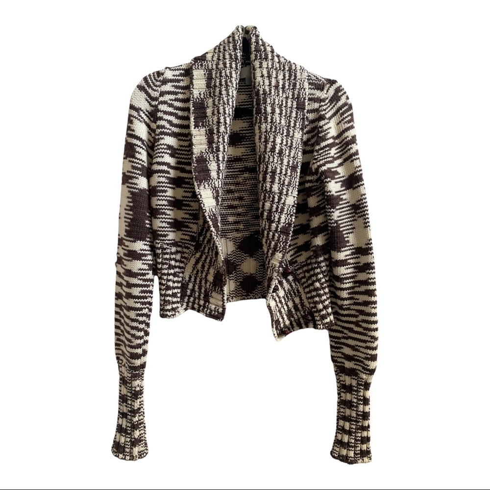 Cozy Missoni brown and cream cardigan crop style & long sleeves - Made in Italy